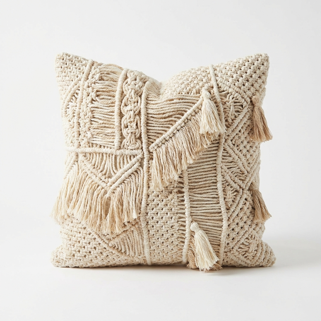Boho Style Throw Pillow Mockup